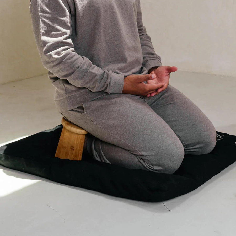 Folding Bamboo Meditation Bench & Zabuton Mat Set